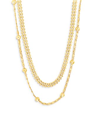Double Layer Beaded Chain Necklace, 16"