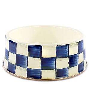 Mackenzie-childs Royal Check Enamel Pet Dish, Large In Blue