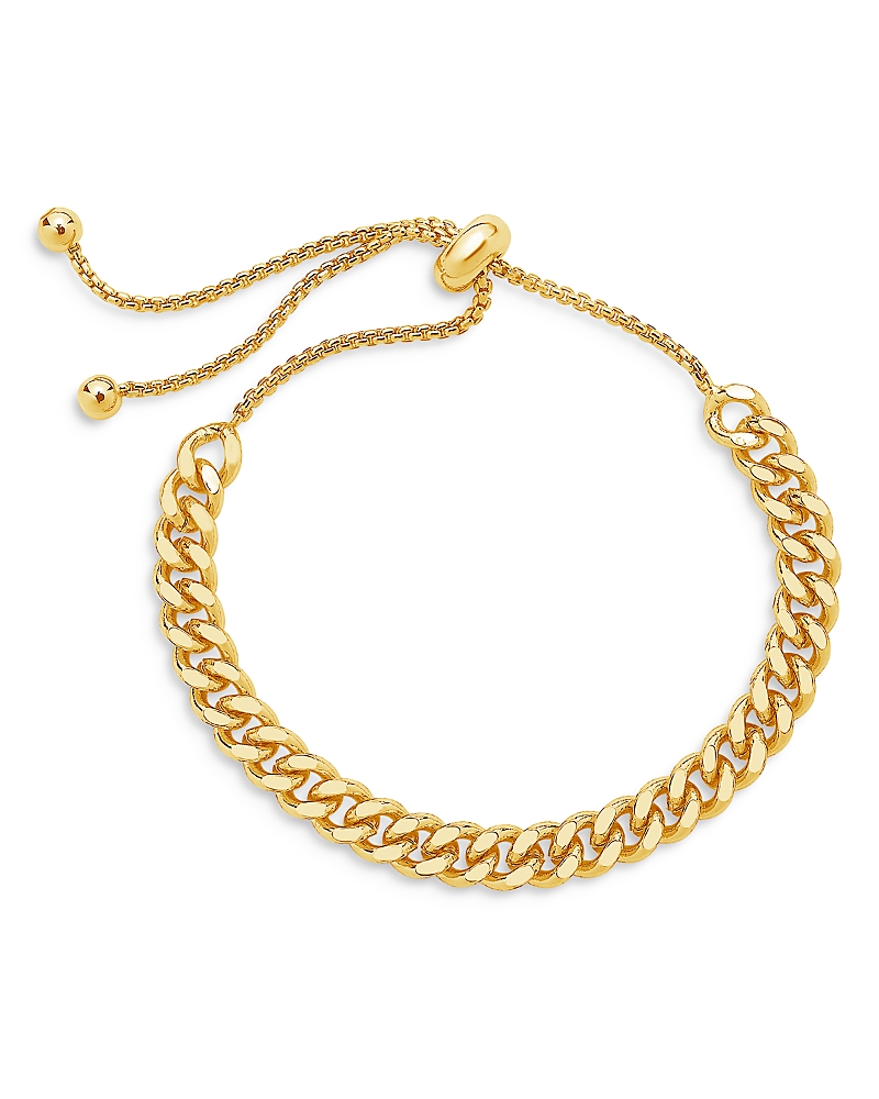 Sterling Forever 14k Plated Chain Link Bolo Bracelet In Gold