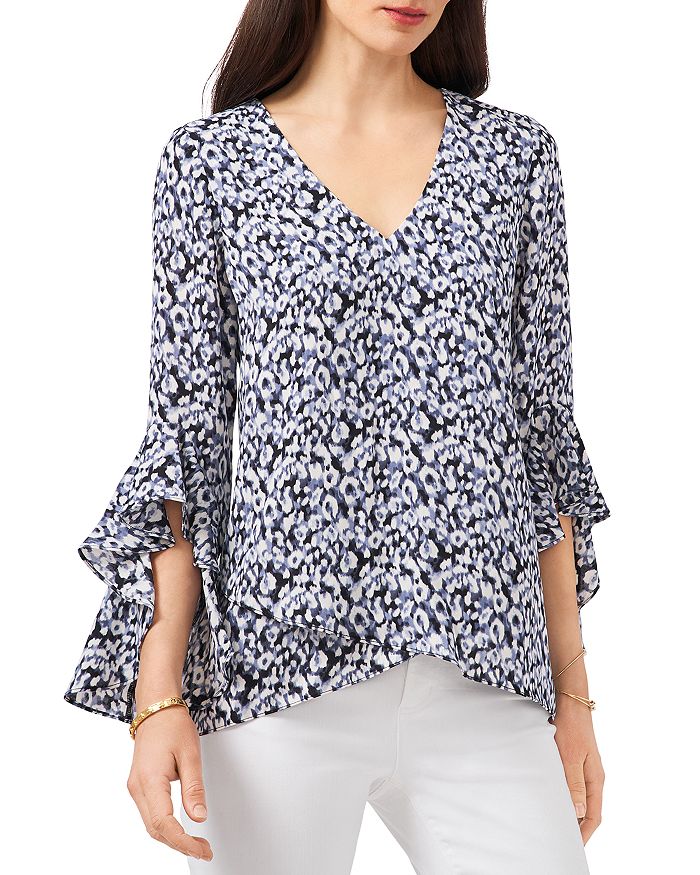 VINCE CAMUTO Animal Print Flutter Sleeve Blouse Bloomingdale's