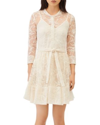 organza dress maje Maje Roane Belted Organza Midi Shirt Dress In Mint