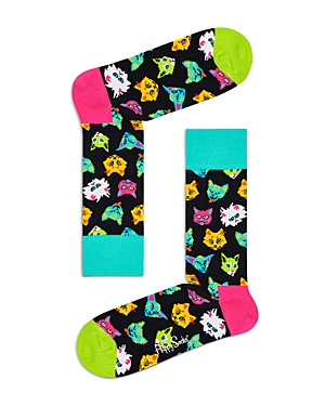 Shop Happy Socks Cat Crew Socks, Set Of 2 In Blue Combo