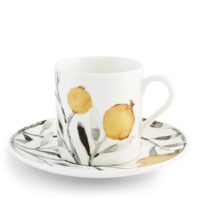 Pomegranate Demitasse Cup &amp; Saucer, Set of 4