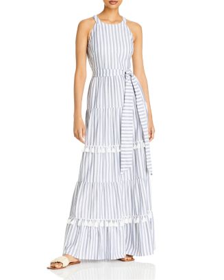 Eliza J Striped Tassel Trim Maxi Dress | Bloomingdale's