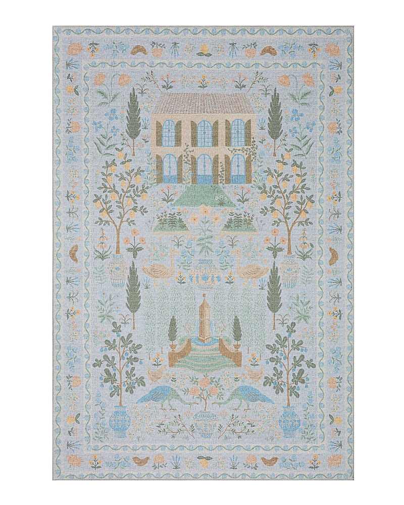 Rifle Paper Co . Menagerie Men-03 Area Rug, 2'3 X 3'9 In Light Blue