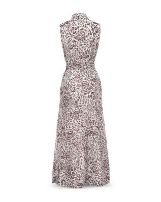 knee length dresses for ladies Leopard Shirt Dress - Women's Leopard Print Maxi Dress with Pockets
