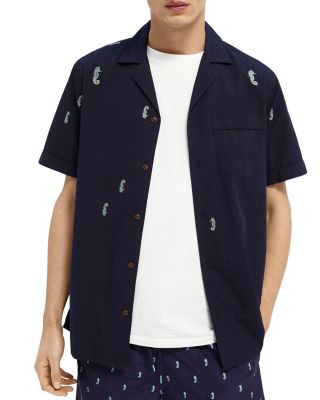 Scotch & Soda - Seahorse Print Slim Fit Camp Shirt