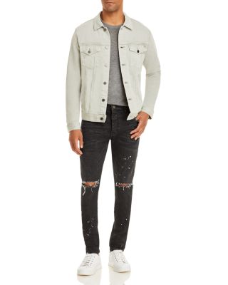 P001-BOS Slim Fit Jeans in Black Over Spray 