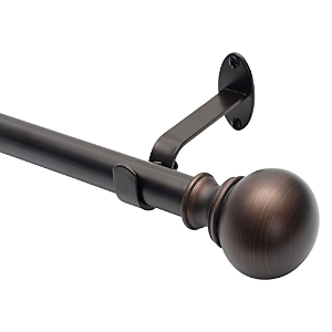 Elrene Home Fashions Cordelia Adjustable Curtain Rod With Ball Finials, 28-48 In Antique Bronze