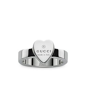 Gucci - Sterling Silver Trademark Engraved Heart Ring