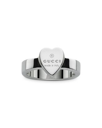 Gucci Sterling Silver Trademark Engraved Heart Ring