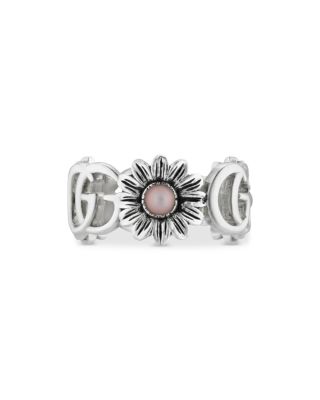 Sterling Silver GG Marmont Mother-of-Pearl Ring 