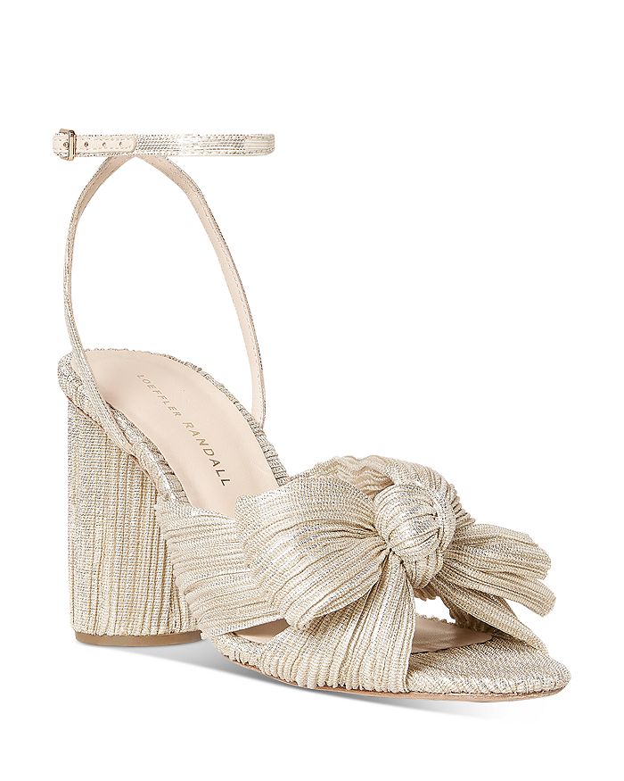 Shop Loeffler Randall Women's Camellia Bow High Heel Sandals In Platinum