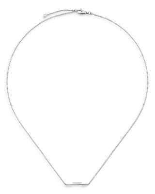 18K White Gold Link To Love Diamond Bar Necklace, 17.7"