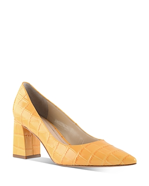 Marc Fisher Ltd Women's Zala Pointed Toe Pumps In Yellow Croc Embossed Leather