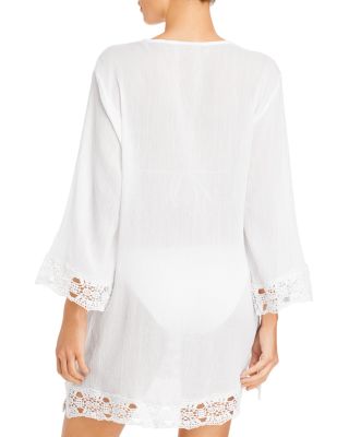 Island Fare Crocheted Lace Trim Tunic Swim Cover-Up