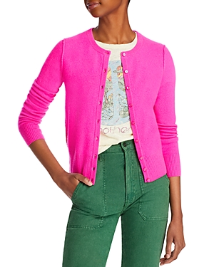 Aqua Cashmere Crewneck Cashmere Cardigan - 100% Exclusive In Neon Pink