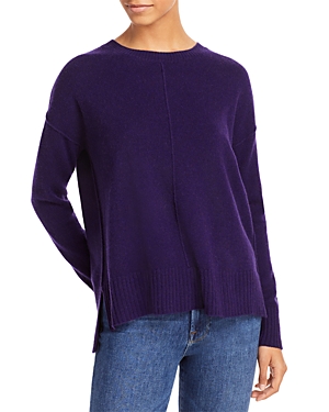 C By Bloomingdale's High/low Cashmere Crewneck Sweater - 100% Exclusive In Marled Plum