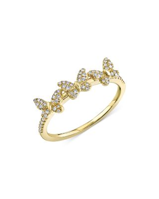 yellow gold diamond butterfly ring