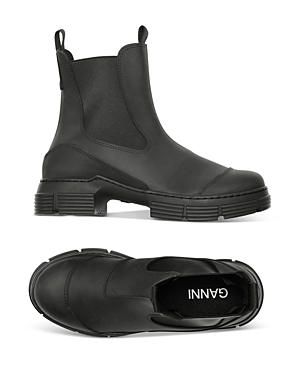 Ganni City Recycled Rubber Ankle Boots Black In Black