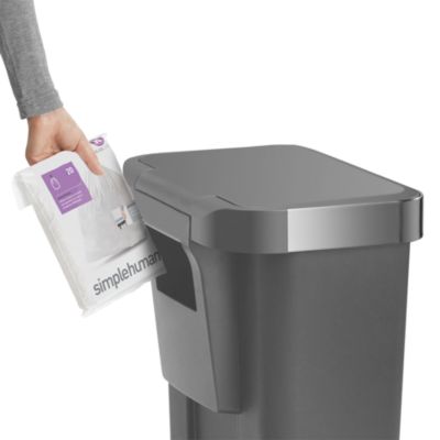 45 Liter Rectangular Liner Rim Kitchen Trash Can with Liner Pocket