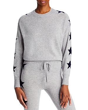Aqua Cashmere Star Print Sweater - 100% Exclusive In Light Gray/peacoat