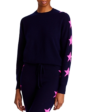 Aqua Cashmere Star Print Sweater - 100% Exclusive In Peacoat/neon Pink