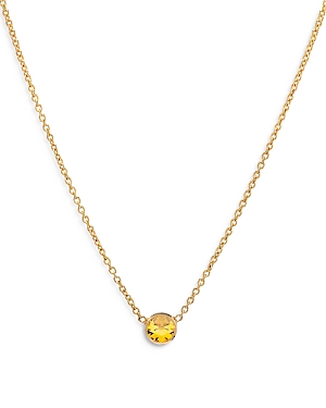 14K Yellow Gold Topaz Birthstone Solitaire Pendant Necklace, 16-18