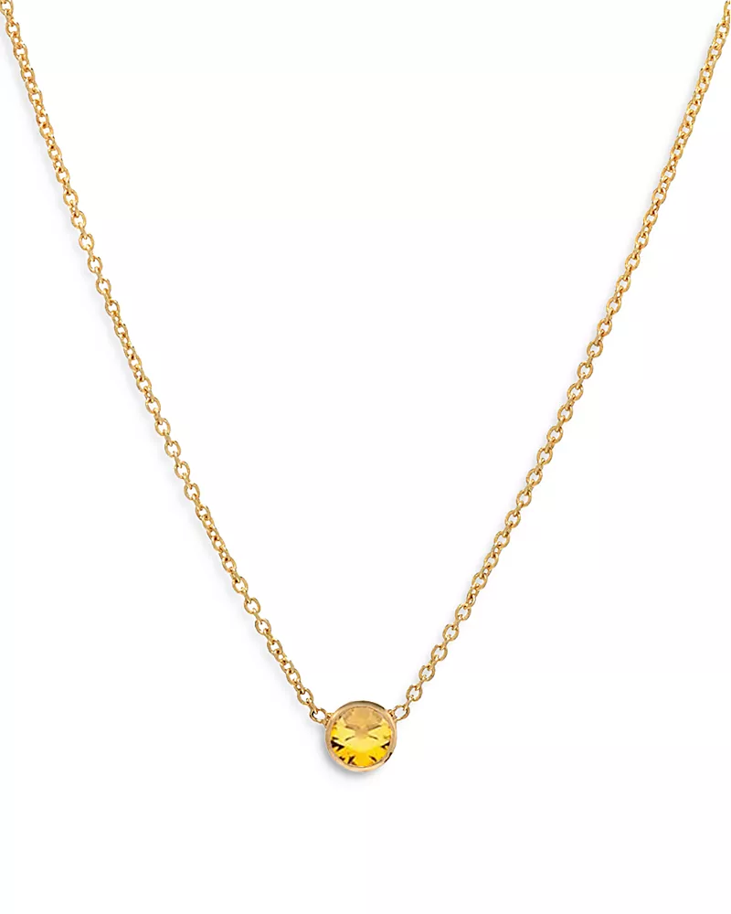 Zoe Lev 14K Yellow Gold Topaz Birthstone Solitaire Pendant Necklace, 16