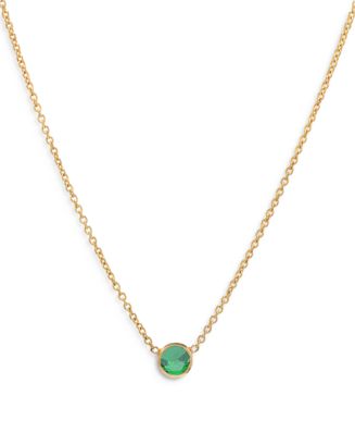 Zoe Lev 14K Yellow Gold Emerald Birthstone Solitaire Pendant Necklace ...