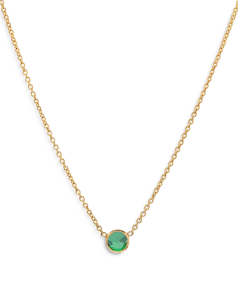 Zoe Lev 14K Yellow Gold Emerald Birthstone Solitaire Pendant Necklace, 16