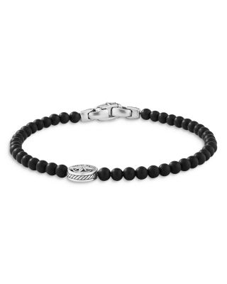 David Yurman Men's Spiritual Beads Compass Bracelet in Sterling Silver with Black Onyx, 4mm