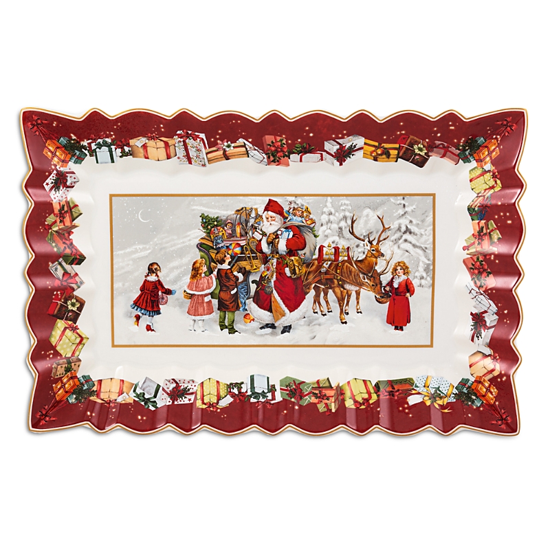 Villeroy & Boch Toy's Fantasy Cake Plate Santa And Kids, Rectangular