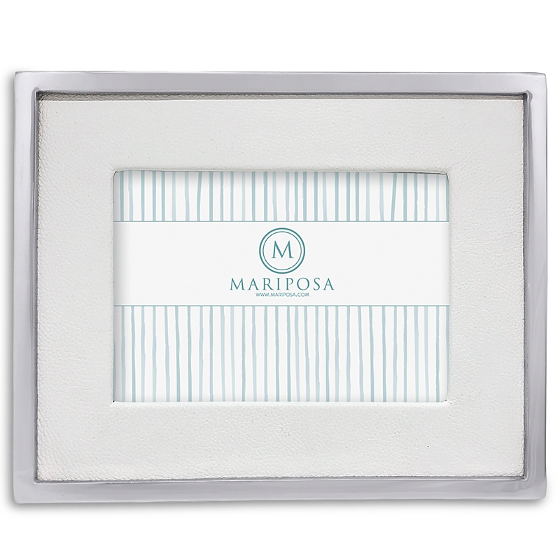 Mariposa Leather With Metal Border Frame, 5 X 7 In White