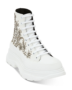 ALEXANDER MCQUEEN MEN'S BEADED LACE UP HIGH TOP trainers,662685W4MV6