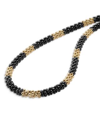 Ceramic & 18K Yellow Gold Black Caviar Necklace, 16" 