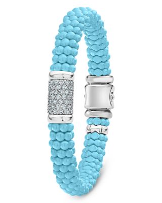 Ceramic & Sterling Silver Caviar Bracelet with Diamonds