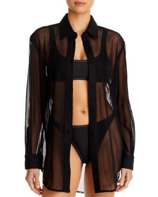 Solid Striped The Oxford Sheer Cover Up Shirt Bloomingdale's