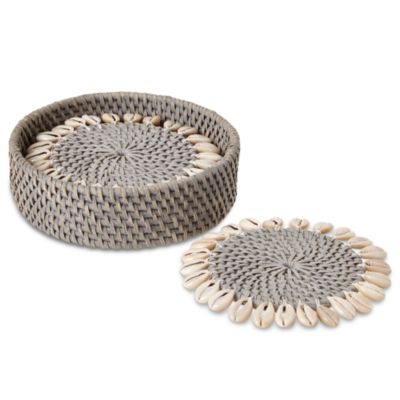 Mode Living Capiz Woven Coasters, Set of 4