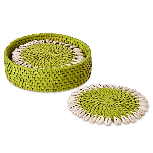 Mode Living Capiz Woven Coasters, Set Of 4 In Green