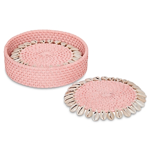 Mode Living Capiz Woven Coasters, Set Of 4 In Pink
