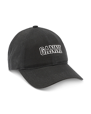Ganni Embroidered Organic Cotton-twill Baseball Cap In Phantom