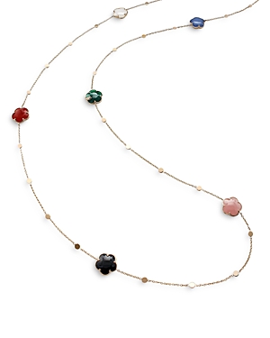 Shop Pasquale Bruni 18k Rose Gold Petit Joli Station Necklace With Rainbow Gemstone & Diamonds
