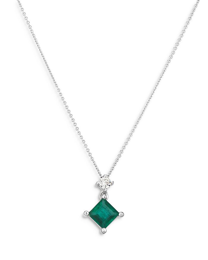 Bloomingdale s Princess Cut Emerald Diamond Pendant Necklace in