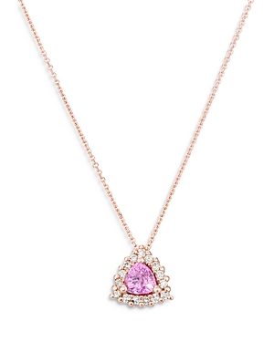 Bloomingdale's Pink Sapphire & Diamond Halo Pendant Necklace In 14k Rose Gold, 16 - 100% Exclusive In Pink/rose Gold