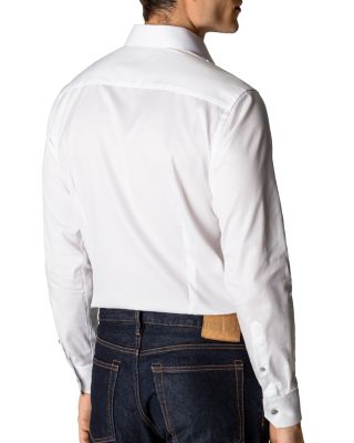 Slim Fit Contrast Gray Button Twill Dress Shirt