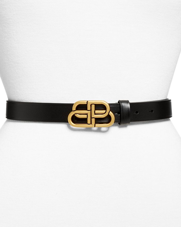 Balenciaga Women's Double Logo Slim Leather Belt | Bloomingdale's