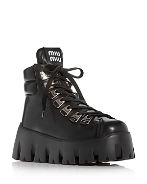 Miu Miu Women's Platform Wedge Hiking Boots