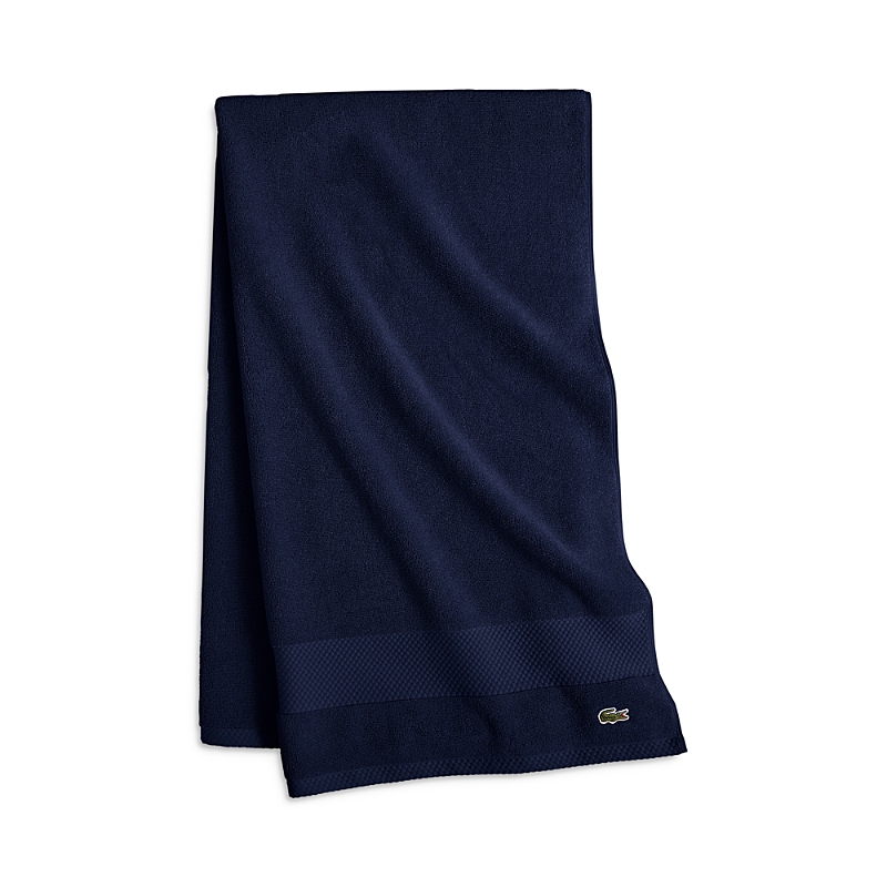Shop Lacoste Heritage Antimicrobial Bath Sheet In Navy