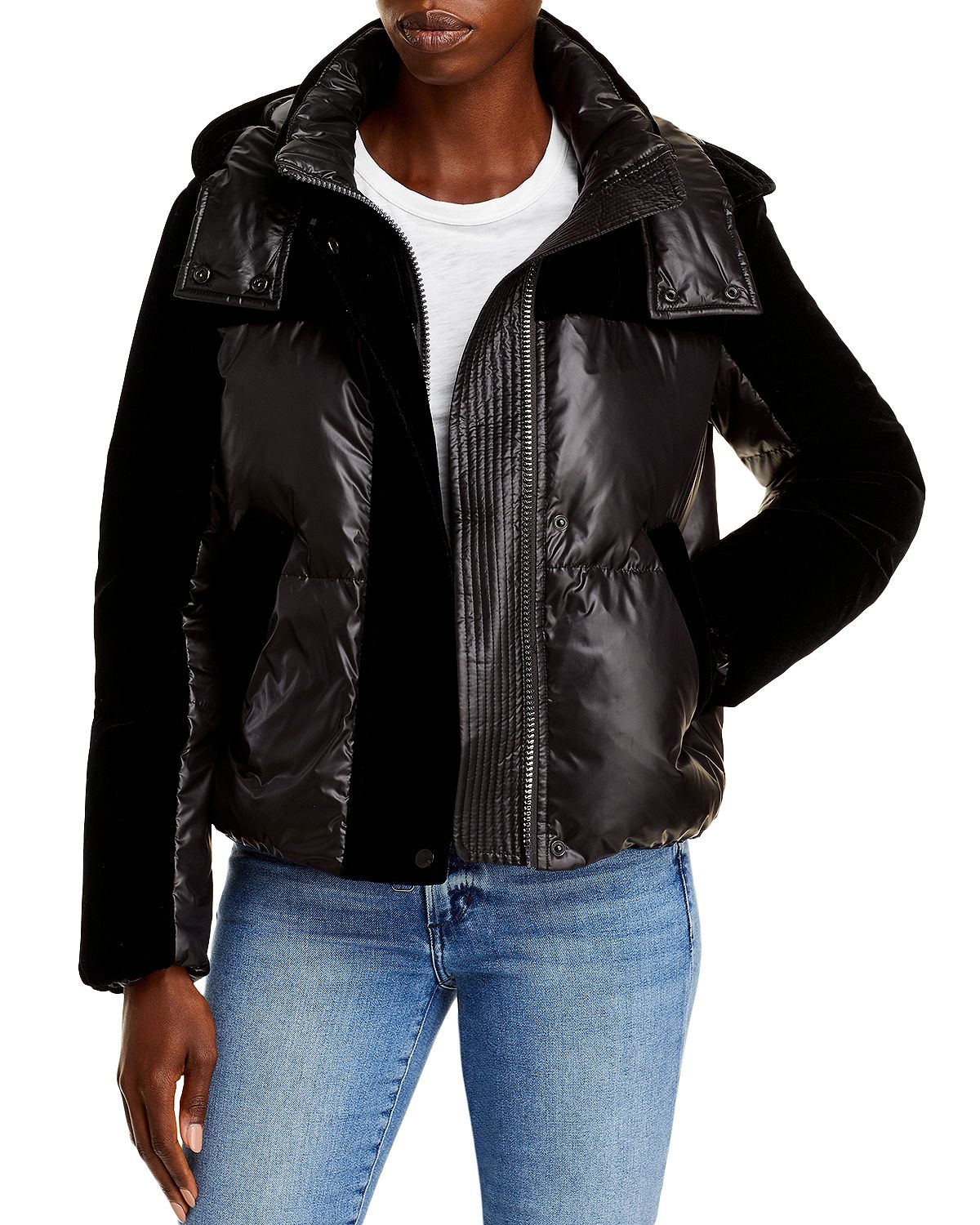 Photo 1 of New York Velvet Mixed Media Puffer Coat